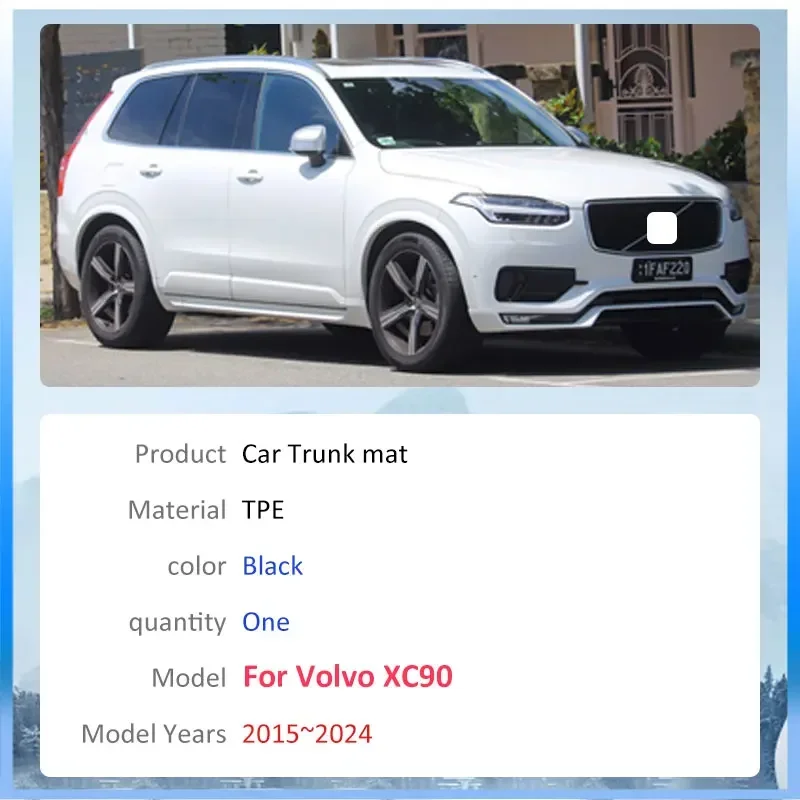 For Volvo XC90 2015~2024 TPE Material Trunk Mat Rear Cargo Liner Waterproof Protector Storage Pad Car Anti slip Auto Accessories