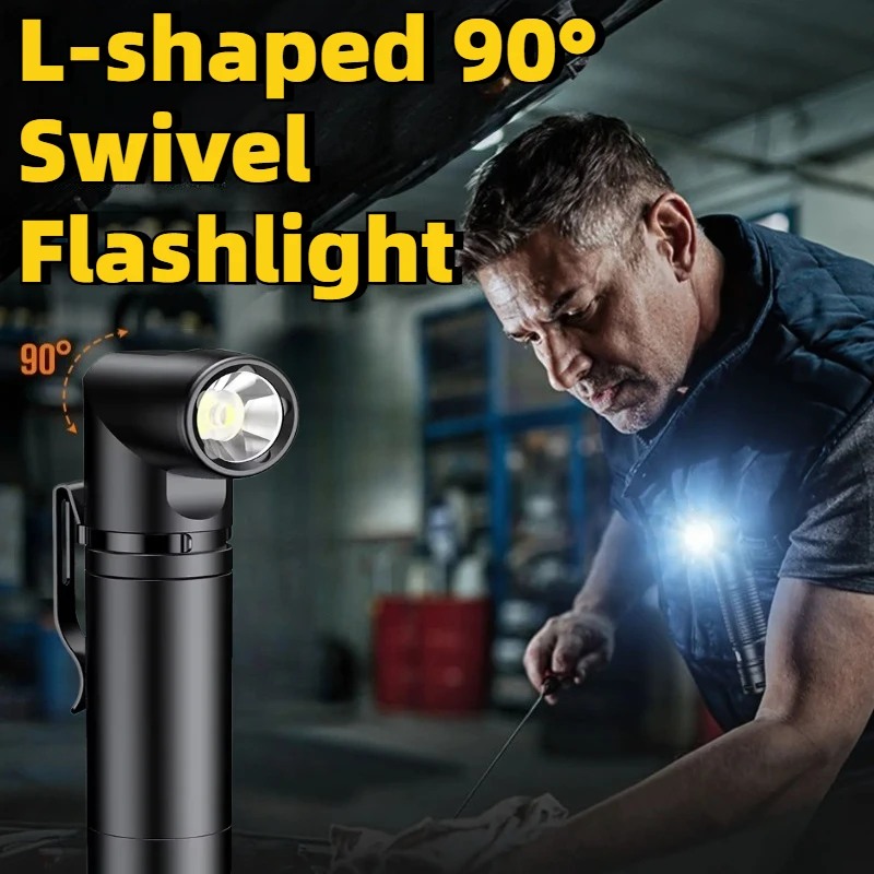 多機能ハイパワー-led-懐中電灯-作業灯-充電式-90-°-屋外作業用の回転式金属クリップ底面マグネット緊急用