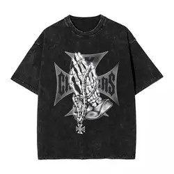 West Coast Choppers Cross Frame donna uomo lavato t-shirt con stampa a caldo, maglietta in cotone magliette estive a maniche corte da uomo