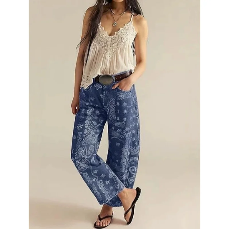 Spring Casual Loose Mid-Waist Women's Jeans Trunk Fit 2026 Fashion for Casual Wear