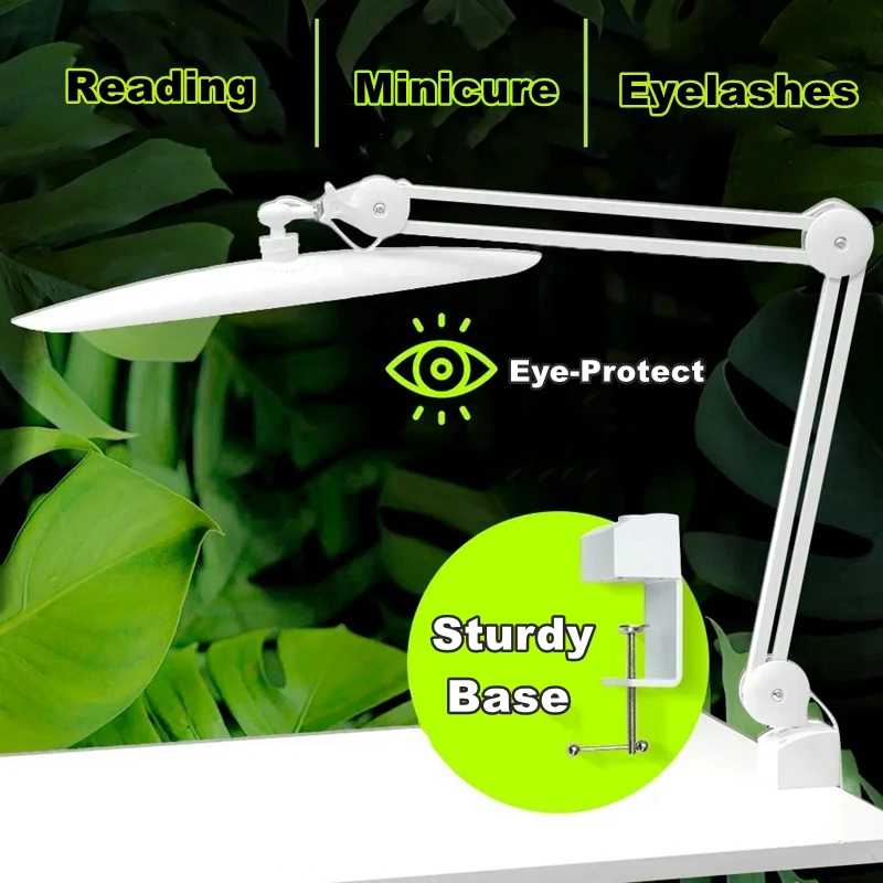 Desk Lamp for Nails Eyelashes Extension 386LED Foldable Rotatable Desk Mount Lamp for Salon Crafting Reading