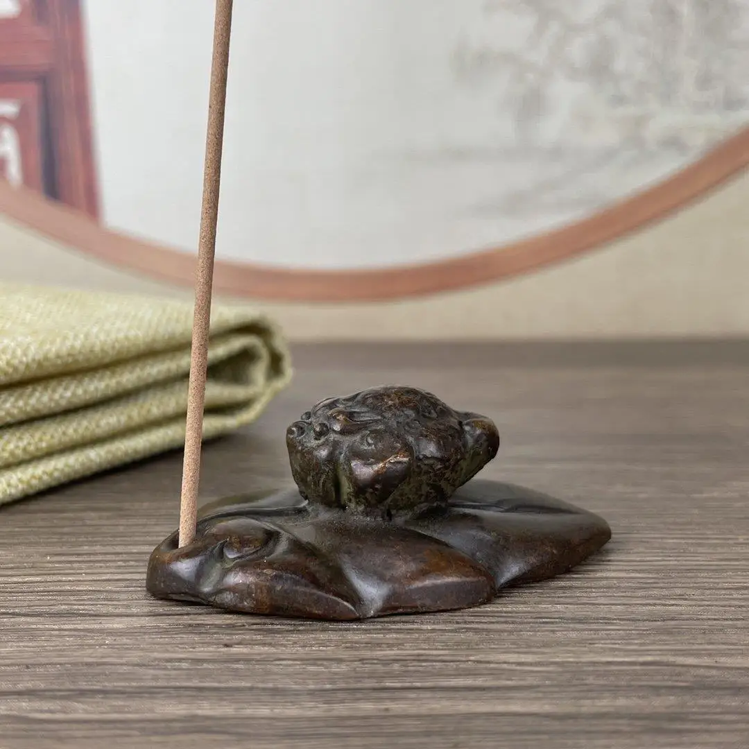 Lotus leaf toad incense burner Sticks Holder Statue for Tea Home Decor Ornaments