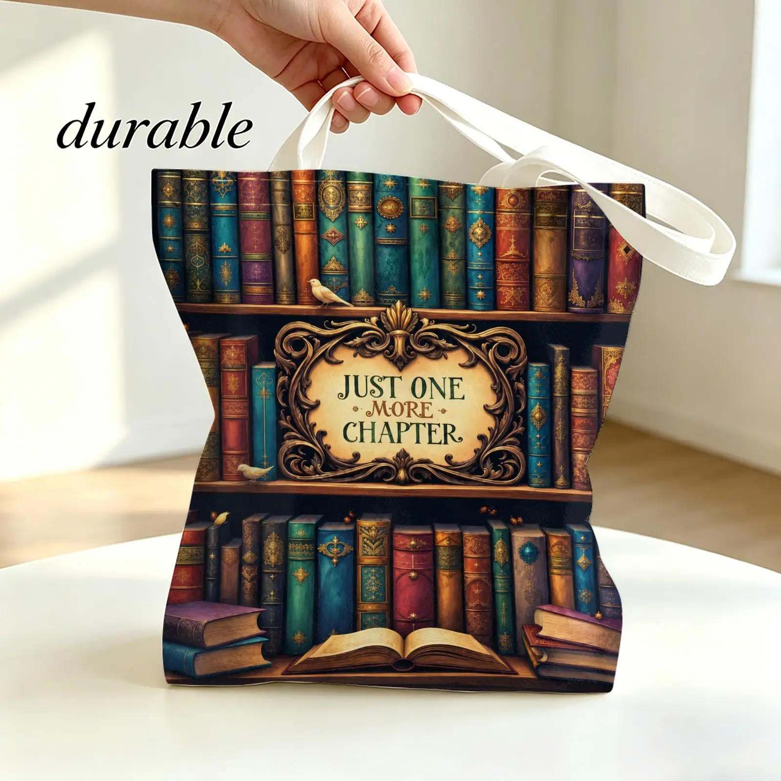 Just One More Chapter Storage Bags Canvas Tote Bag Large Capacity Shoulder Bag Eco-Friendly Reusable Casual Handbag