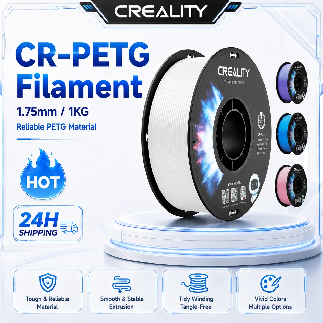Creality Cr-petg Filament 1kg 1.75mm High-temperature Eco-friendly Odorless Non-toxic 3d Printer Filament With New Colors