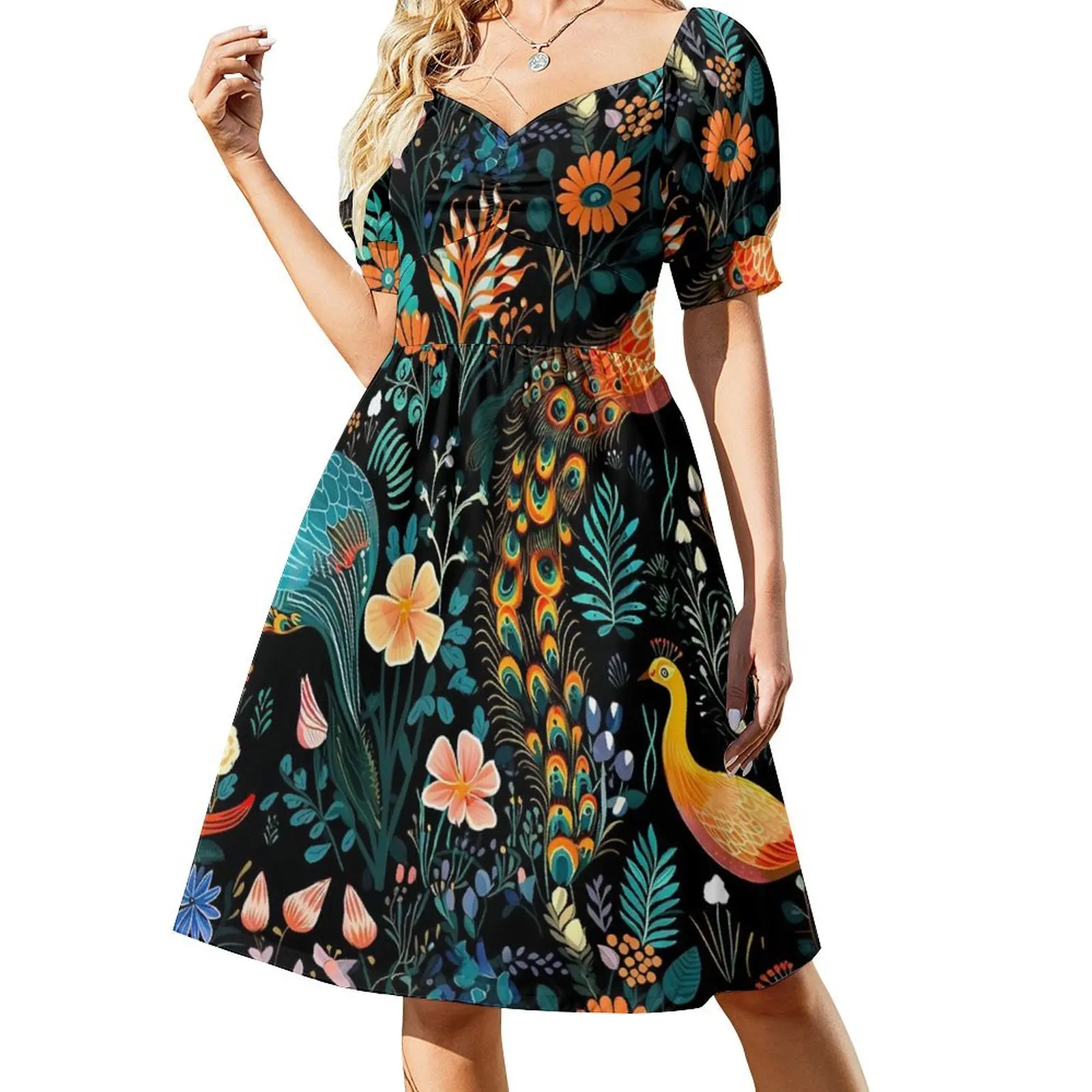 Boho Pfau Kleid Blumen druck moderne Kleider Sommer ästhetische Freizeit kleid benutzer definierte Vestido 3xl 4xl 5xl