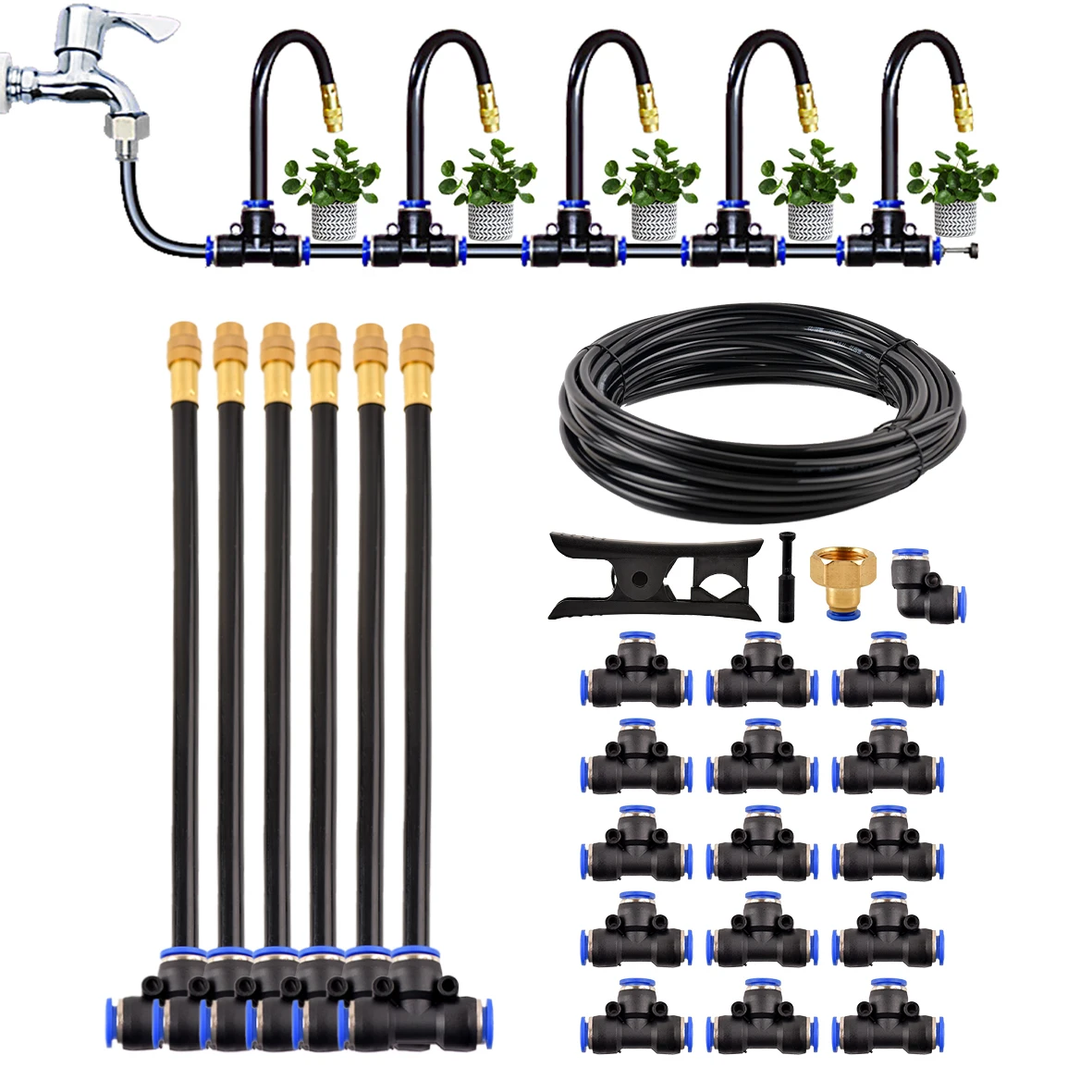 

DIY Free Bending Universal Spray Kit For Greenhouse Garden Flowers Plant Watering Irrigation Patio Misting Cooling