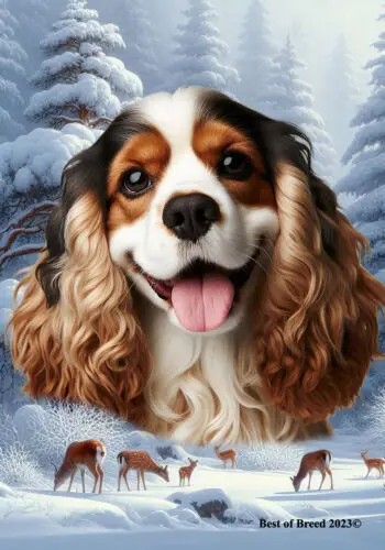 Cocker Spaniel Tricolor Winter Wonderland Flag