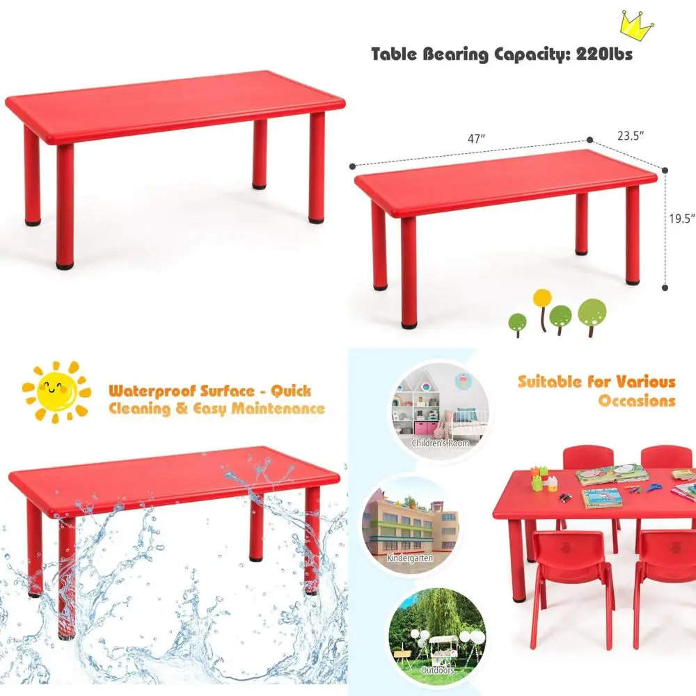 

Rectangular Kids Activity Table 47x23.5 Inches - Multifunctional for Reading, Drawing, Dining, and Playing