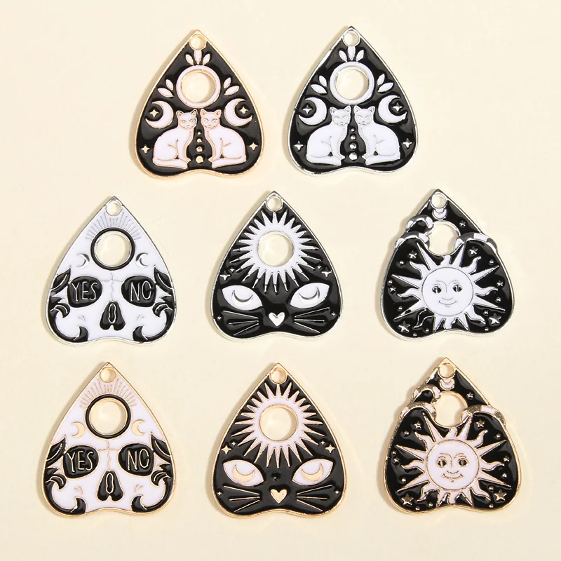 10pcs Ghost Witch Cat Ouija Charm Sun Moon Pendant Fit DIY Necklaces Jewelry Making Diy Materials