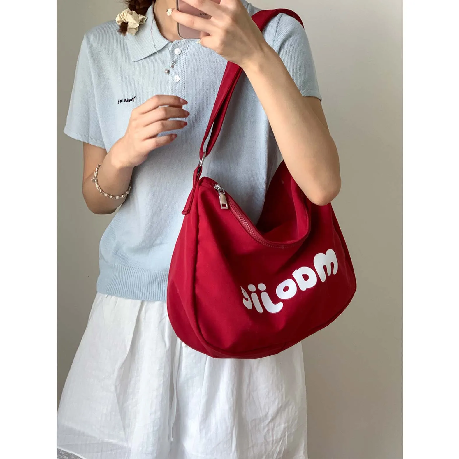 

Lazy style letter canvas bag for women 2025 new trendy Korean version casual large capacity crossbody bag dumpling bag
