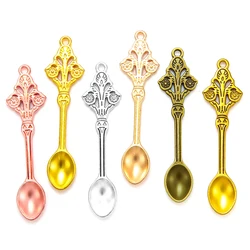 6pcs Alloy 6 Colors Spoon Charms DIY Jewelry Findings Pendants For Necklace Jewelry Making 61*16mm J463