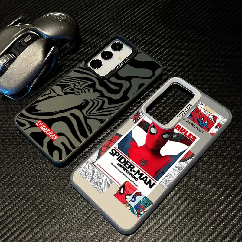 Marvel Spider Man Iron Man para Samsung Galaxy S25 S24 S23 S22 S21 S20 FE Plus Note 20 Ultra 5G funda de teléfono plateada colorida