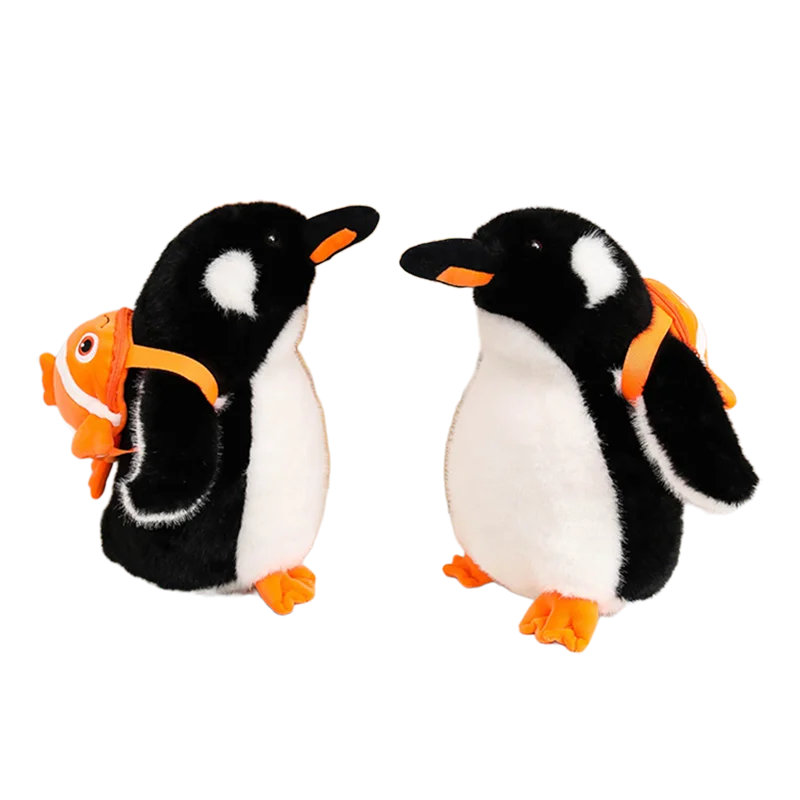 

33cm Cute Backpack Black Penguin Doll Plush Toy Stuffed Simulation Cartoon Animal Comforting Plushie Gift