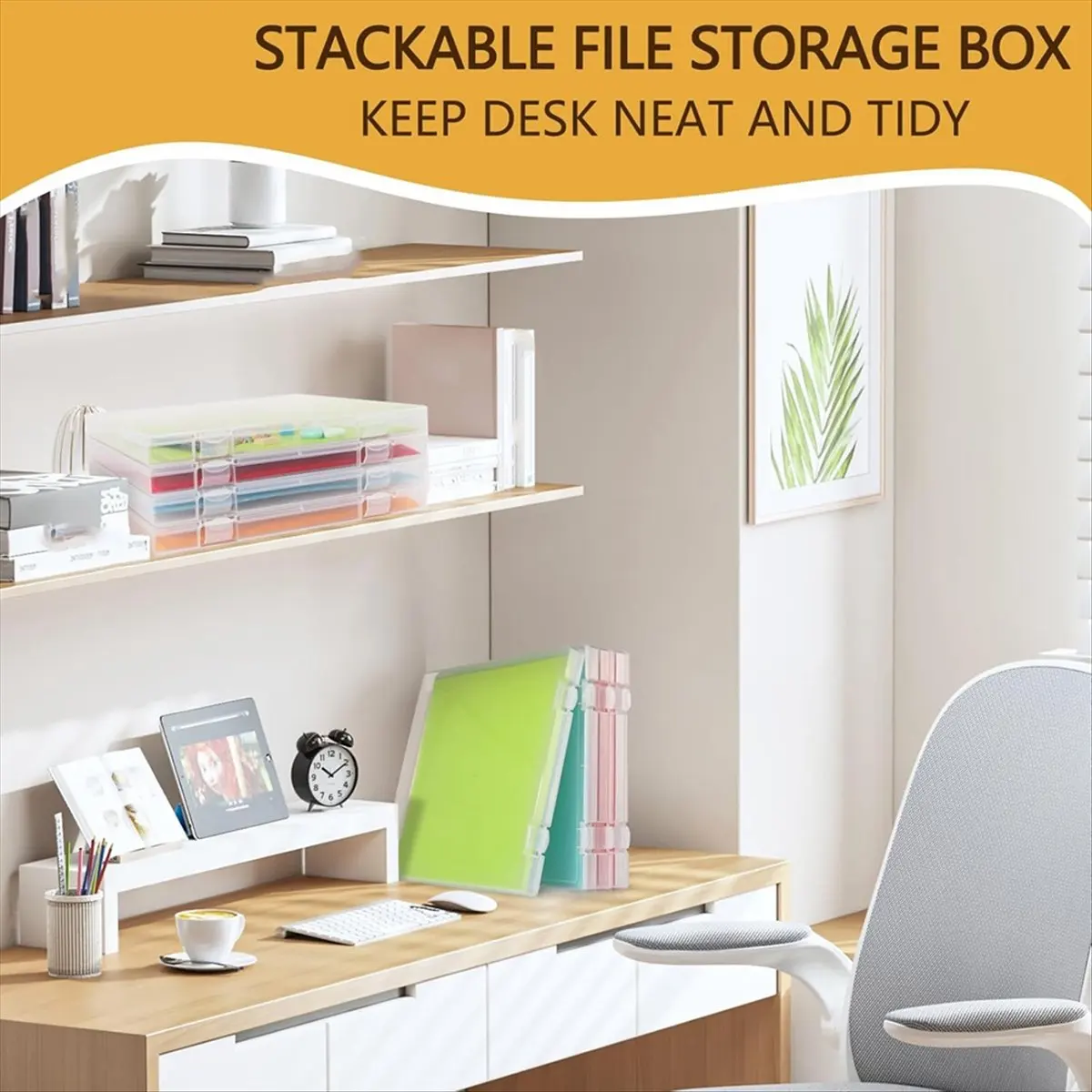 Latest ABBQ-12x12 Inch Scrapbook Paper Storage, 4 Pack Plastic File Storage Box Set, Craft Organizers Box for Paper Files, Photo