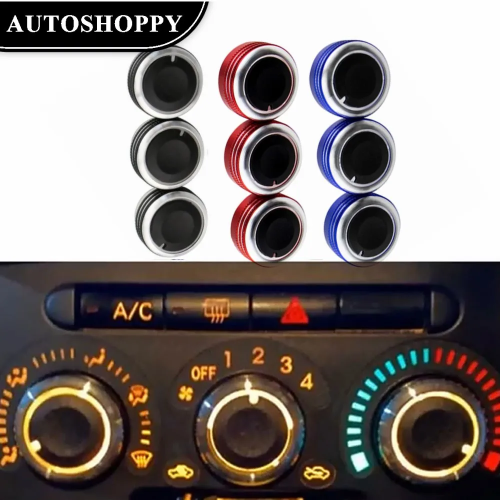 

3Pcs Aluminum Alloy Car AC Knob for Mazda 3 M3 2004 - 2013 Air Conditioning Heater Control Switch Button Knobs Accessories