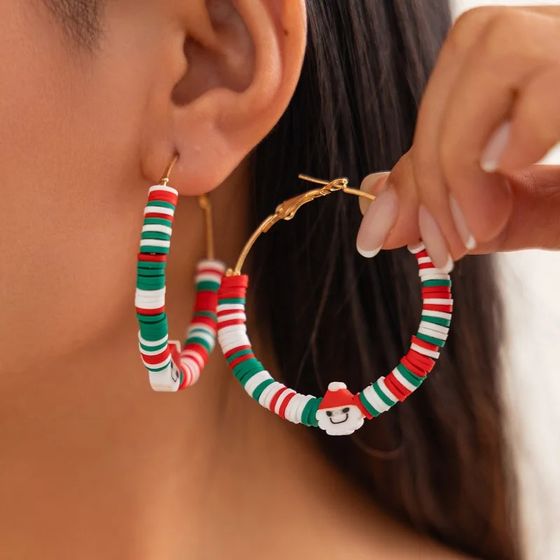 Christmas Series Polymer Clay Soft  Earrings Personalized and Versatile Geometric Earrings for Women