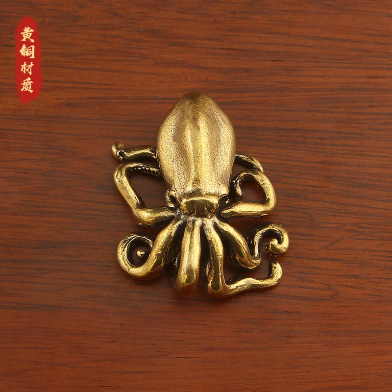 

Pure Brass Desk Small Ornament Solid Octopus Eight Directions of Wealth Office Tea Pet Copper Craft