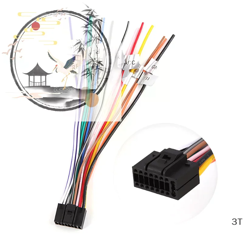 Universal Power Horn Wire Plug 16 Pins: Car Audio Wiring Harness Adapter Auto Stereo Radio CD DVD Connector