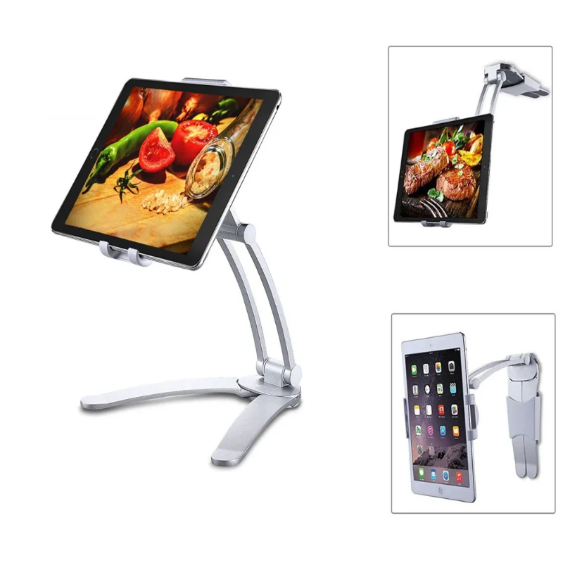 Aluminum Kitchen Tablet Stand Phone Holder Flodable Adjustable 5-13 Inches Tablet Phone Desktop Mount for IPad Pro 12.9