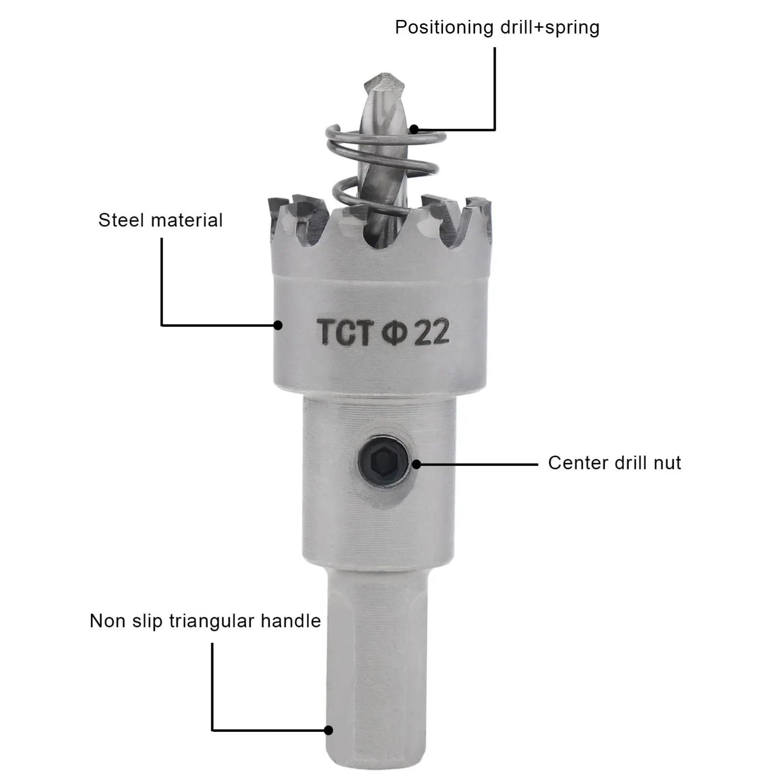 Sega a tazza TCT per saldatura di testa in lega Multi-dente da 22mm per trapano per sega a tazza in lega dura ad alto cobalto in acciaio inossidabile
