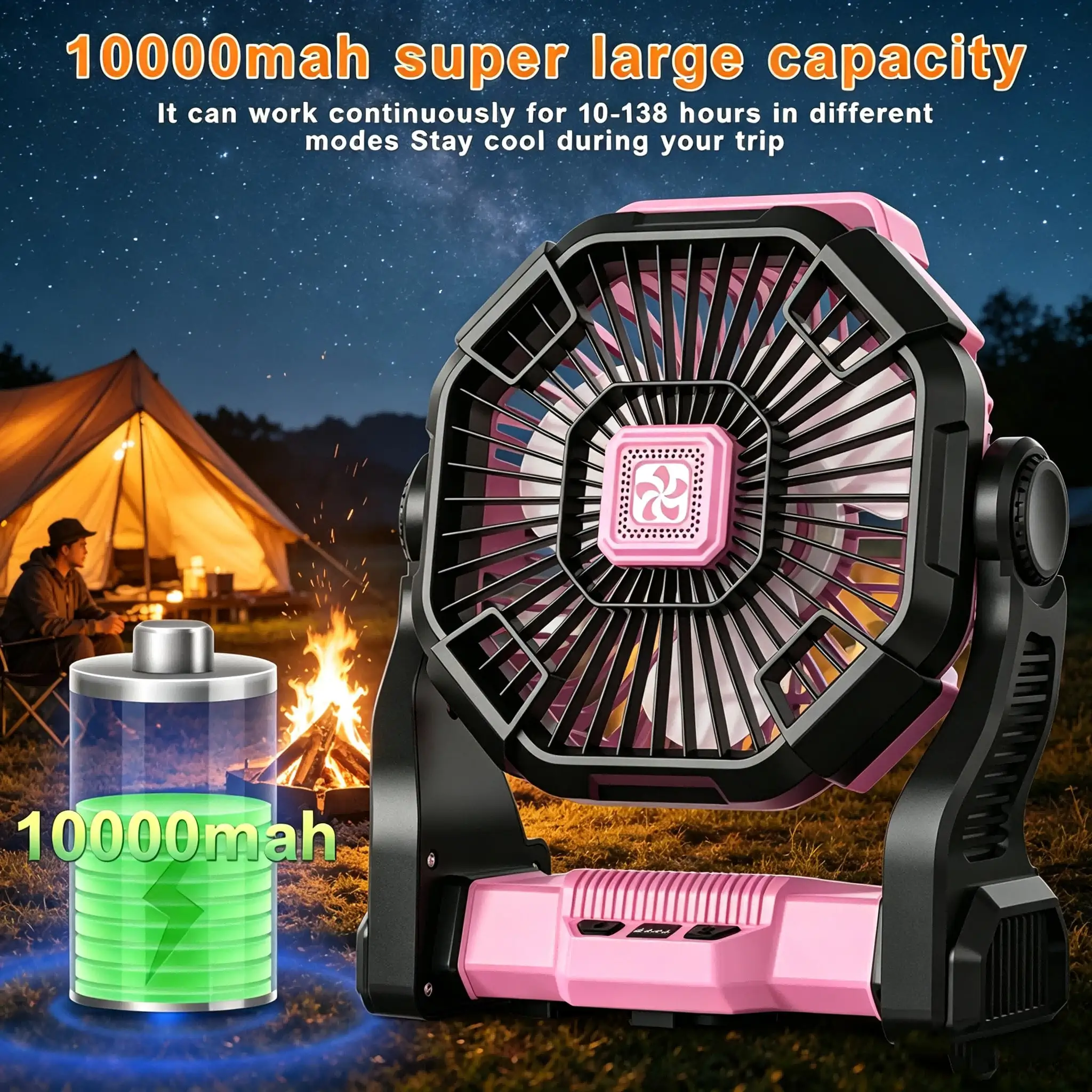 Camping style fan with rotating function
