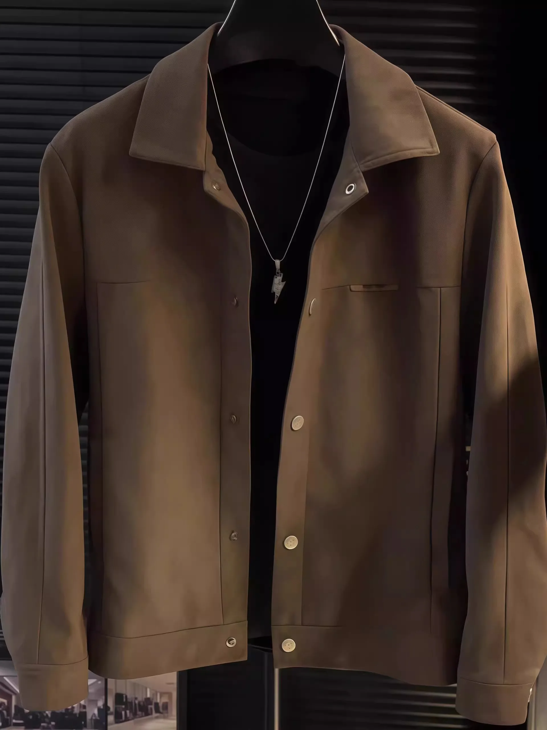 

Casual Sle Men's Jaet Spring Autumn New Loose Long Sve Collar Trendy Versatile Faion Retro Simple Sle Outerwear