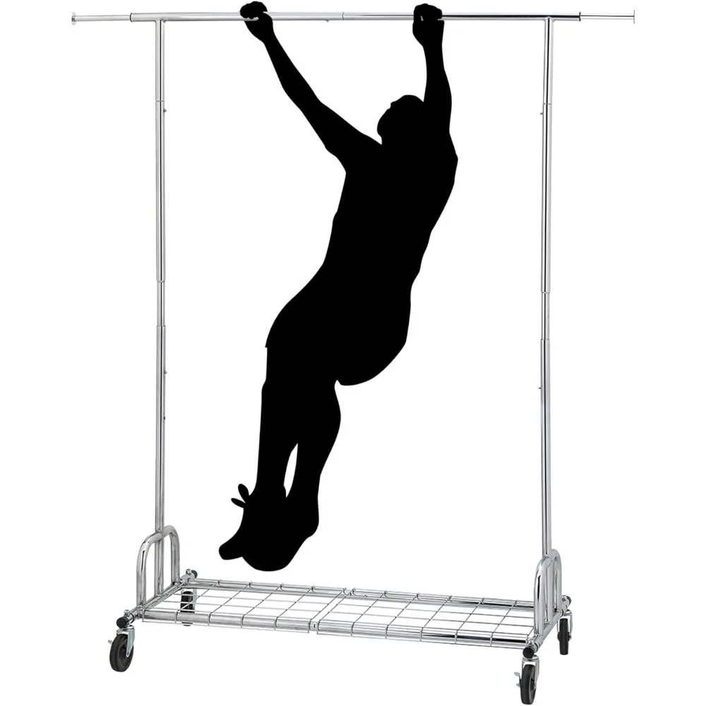 

Heavy Duty Garment Rack, 450 LBS Load Capacity, Adjustable Metal Garment Rack with Wheels, Portable Clothing Rack with Shelves