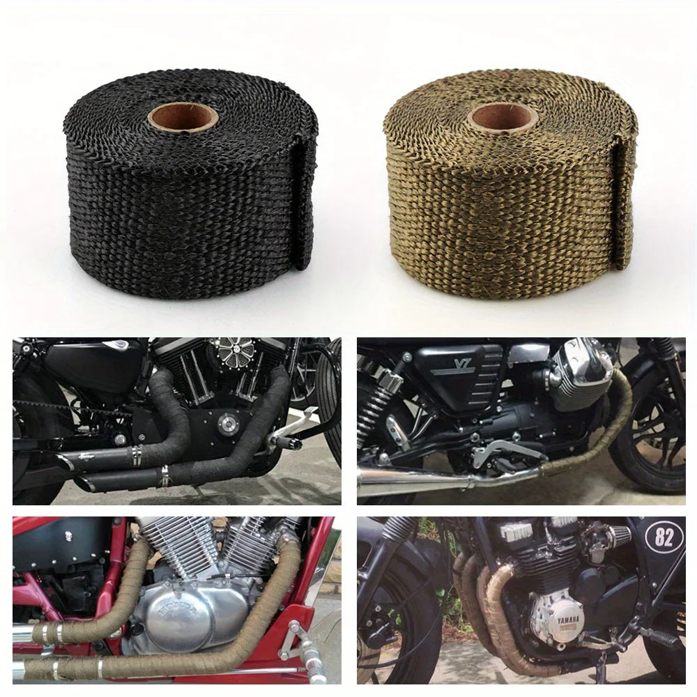 10M Roll Black Heat-Resistant Cloth for Motorcycle Car Exhaust Pipe Modification 50mm Width Auto Accessory