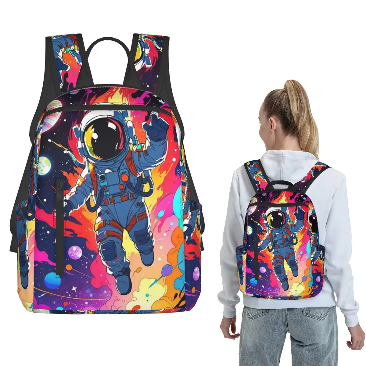

Astronaut Walking In Space Graffiti Backpack Large Capacity Boys Girls BookBag School Bag Shoulder Bags for Men Women