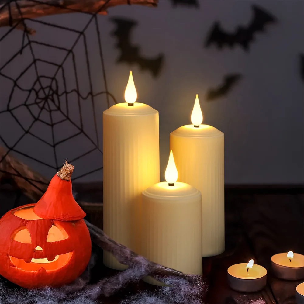 Imagem -03 - Vela Eletrônica Led com Controle Remoto Vela Impermeável para Mesa de Halloween Ornamento Decorativo para Mesa Usb Recarregável Coluna