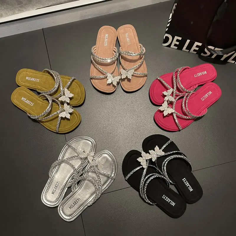 

Slippers Women Summer Low Butterfly-Knot Female Shoes Ladies Rubber Flip Flops Slides on A Wedge Fashion 2024 Hawaiian Luxury