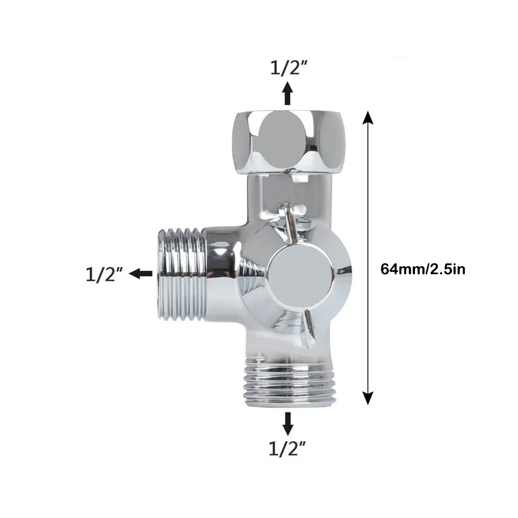 موثوقة وقوية - محول دش نحاسي T محول تشغيل عن طريق مقبض الدوران 3 طرق دش كلبشة صمام التبديل الجناح