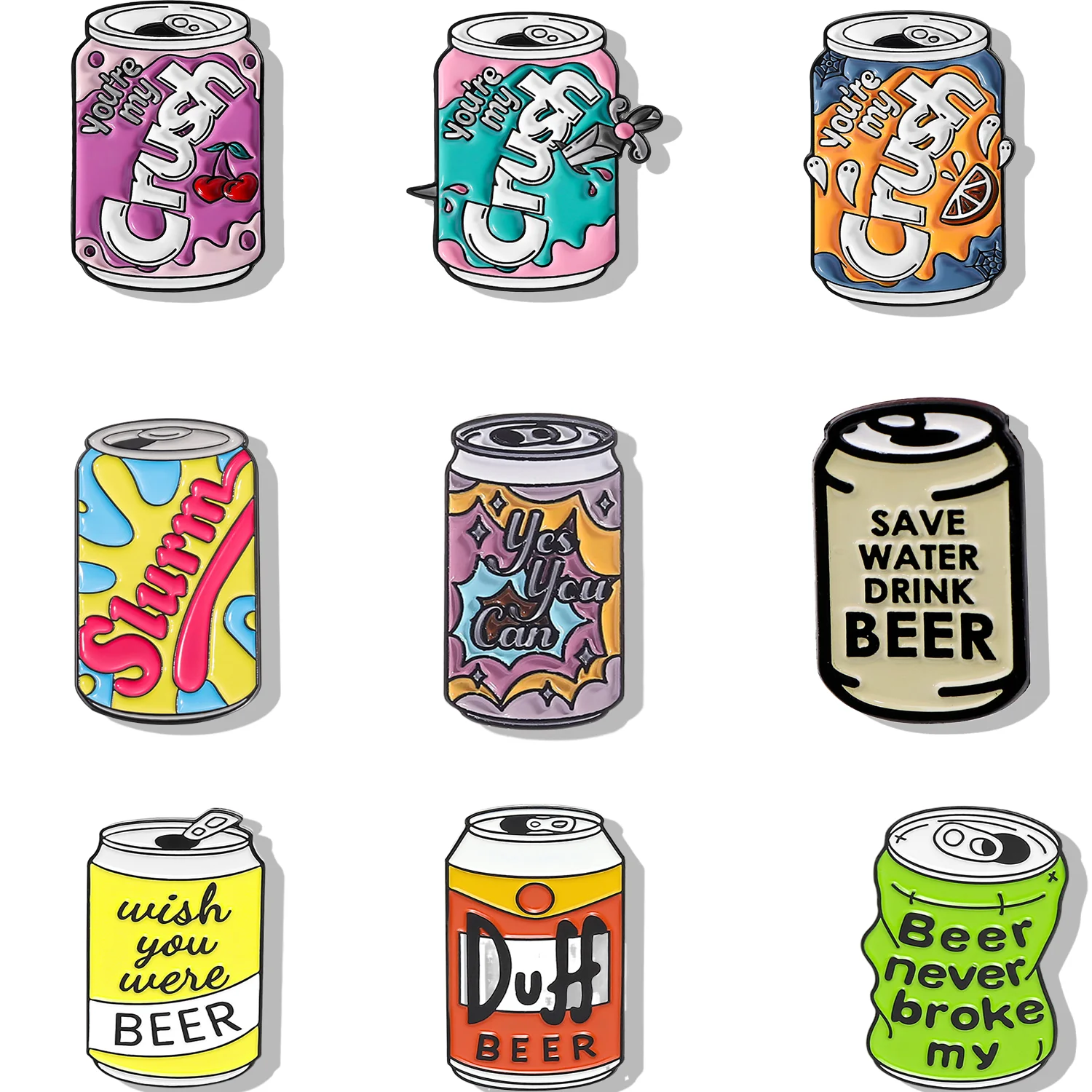 Pin Custom Duff Beer Brooch Bag Clothes Lapel Pin Wish you were beer Badge TV Jewelry Gift for Fans Friends Beer Can Enamel+D12