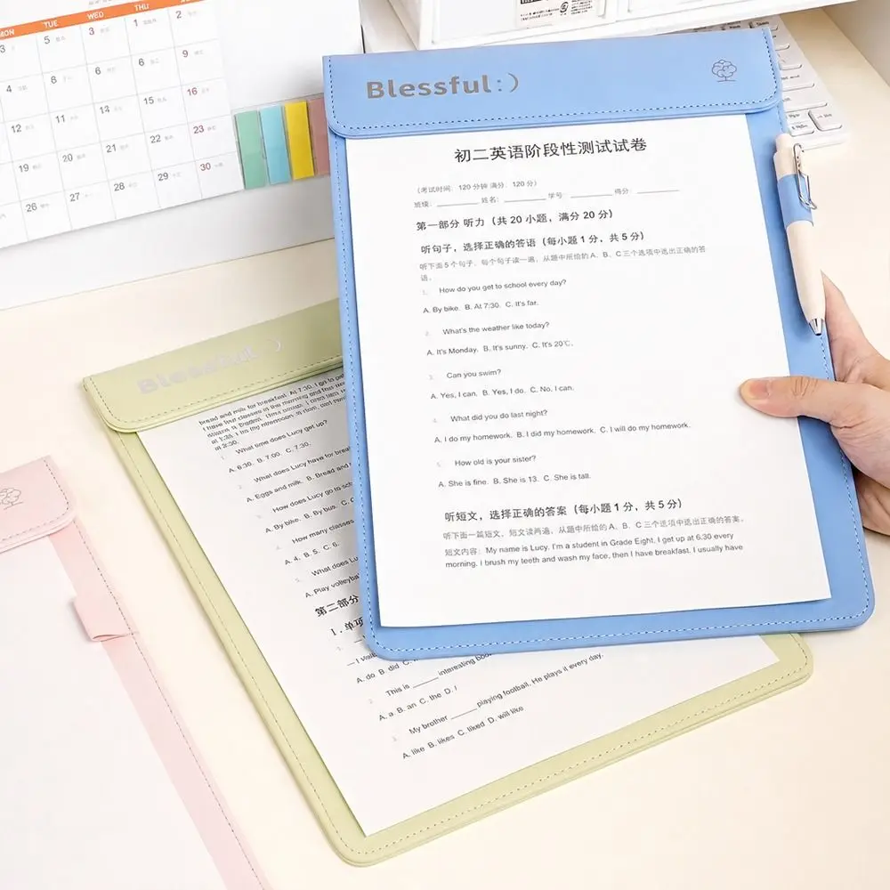 Simple PU Leather Clipboard Magnetic Single/Double Clip Writing Pad Document Holder Students