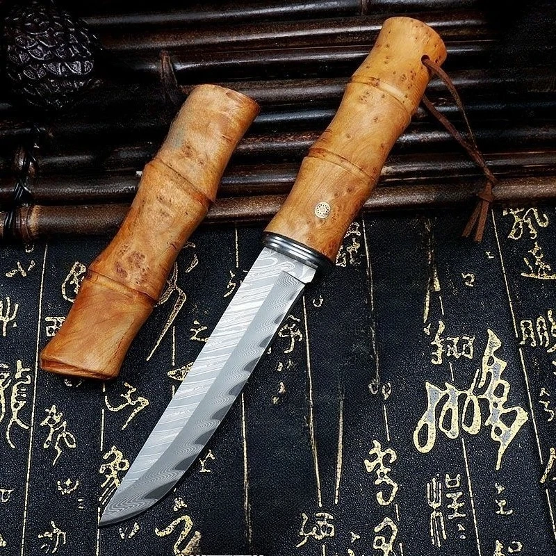

High Hardness VG10 Damascus Blade Thuja sutchuenensis wood Handles Outdoor Wilderness Tactical Hunting Knife Camping EDC Tools