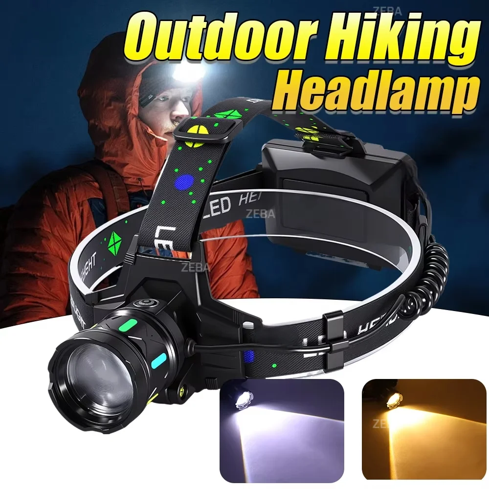 Outdoor Hiking Headlamp Head Lantern LED Rechargeable Waterproof Head Torch Nutible Battery Lamp Lights and Lighting for Hiking