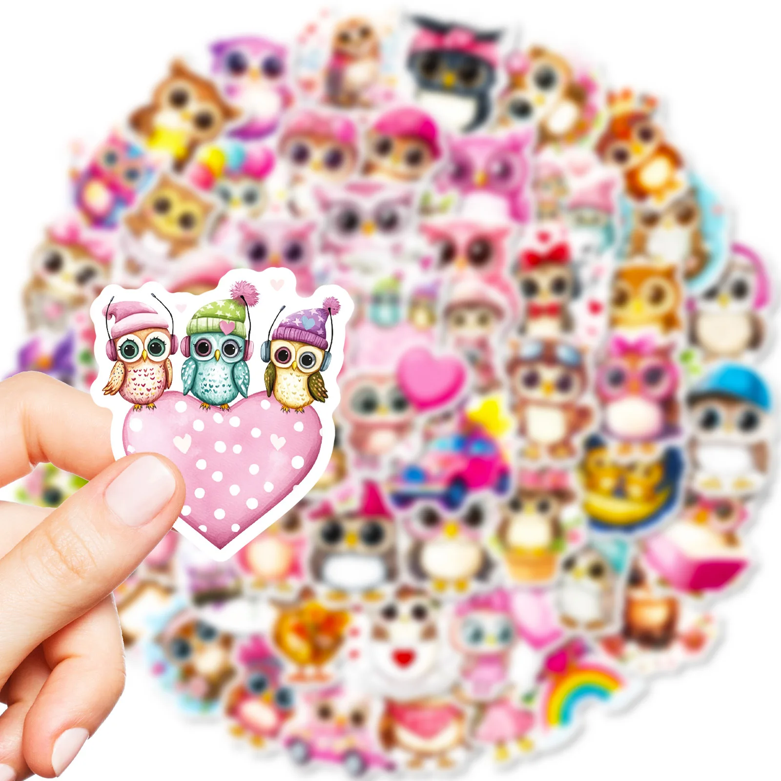 

10/30/56PCS Kawaii big eyes Owl Cartoon Graffiti Stickers Animal Stickers for Water Cup Phone Computer Notebook Stationery