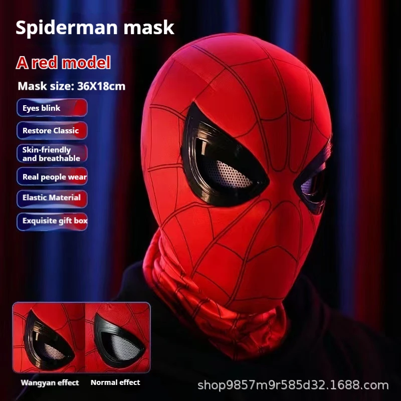 Hottoys Spider-Man No Way Home Ruchome Oczy Elektryczna Migająca Maska Luksusowy Hełm Cosplay Dekoracja Zabawka dla Fanów