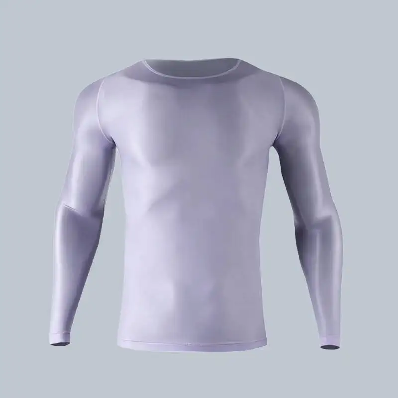 Random Logo Ultra-thin See Through Seamless 2 Pieces Set Men Plus Size Sexy Sheer Leggings Sport Shape Long Sleeve Top