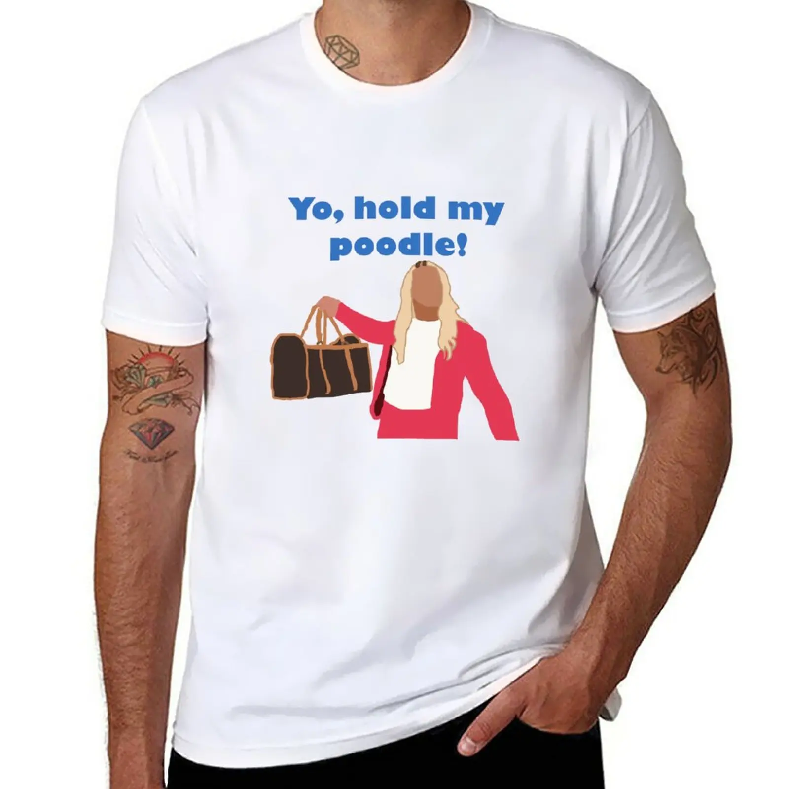 

Yo, hold my poodle T-Shirt shirts graphic tees cute tops summer tops heavyweights clothes for men