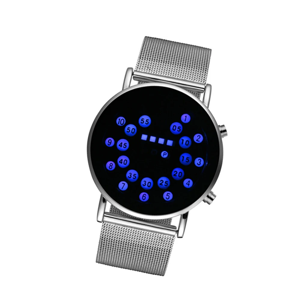 

Creative Waterproof Stainless Steel Ball-bearing LED Wrist Watch Electronic Digital Watch (Blue Light)