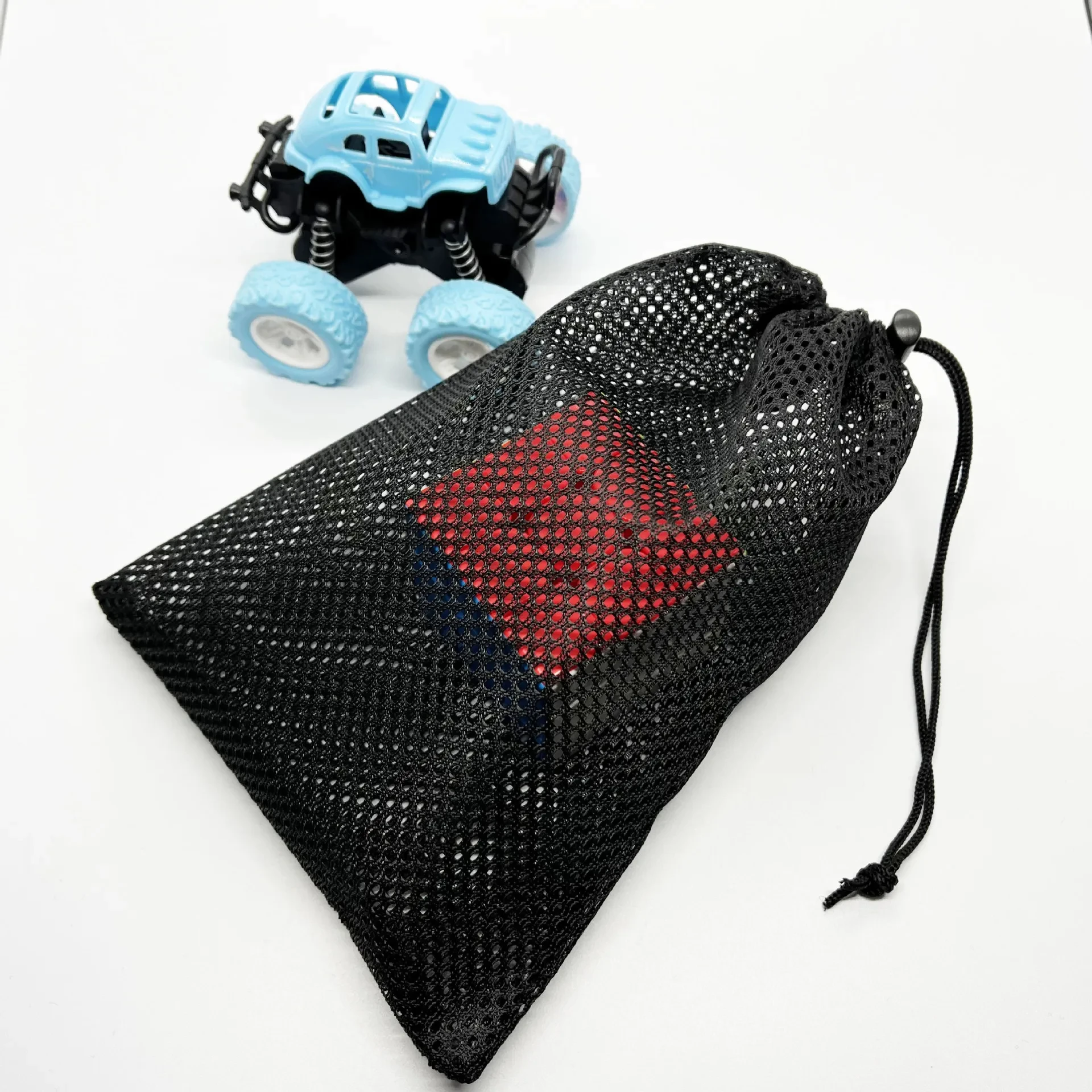 1pc Mesh Bag, Mesh Storage Bag, Polyester Bundle Pocket, Black Mesh Bag, Drawstring Mesh Bag, Drawstring Toy Bag