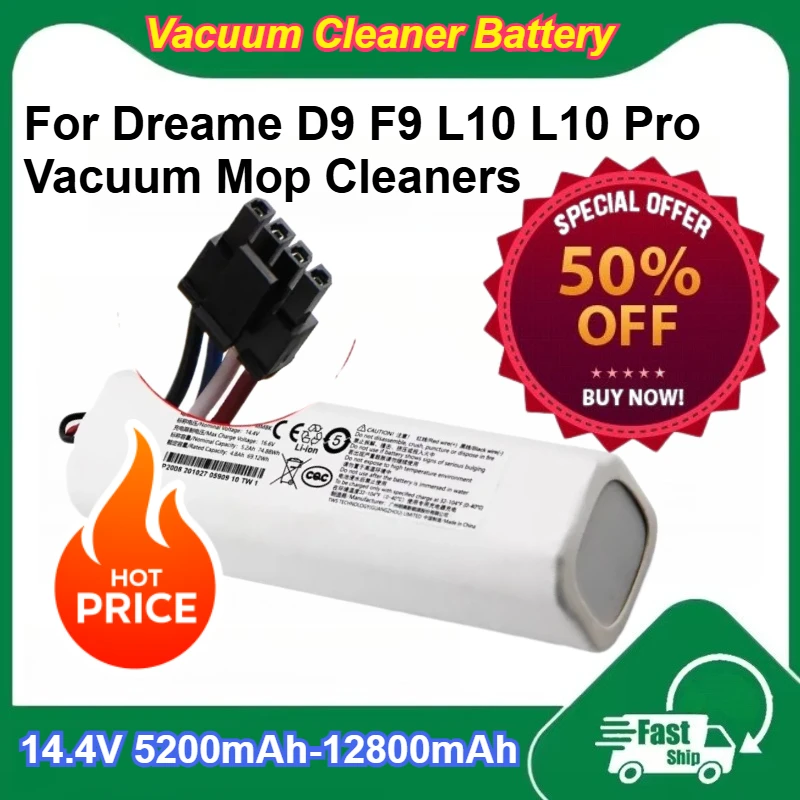 

Замените батарею вашего робота-пылесоса Dreame! Литиевые аккумуляторы 14.4В 5200мАч-12800мАч для пылесосов-роботов Dreame D9 F9 L10 L10 Pro