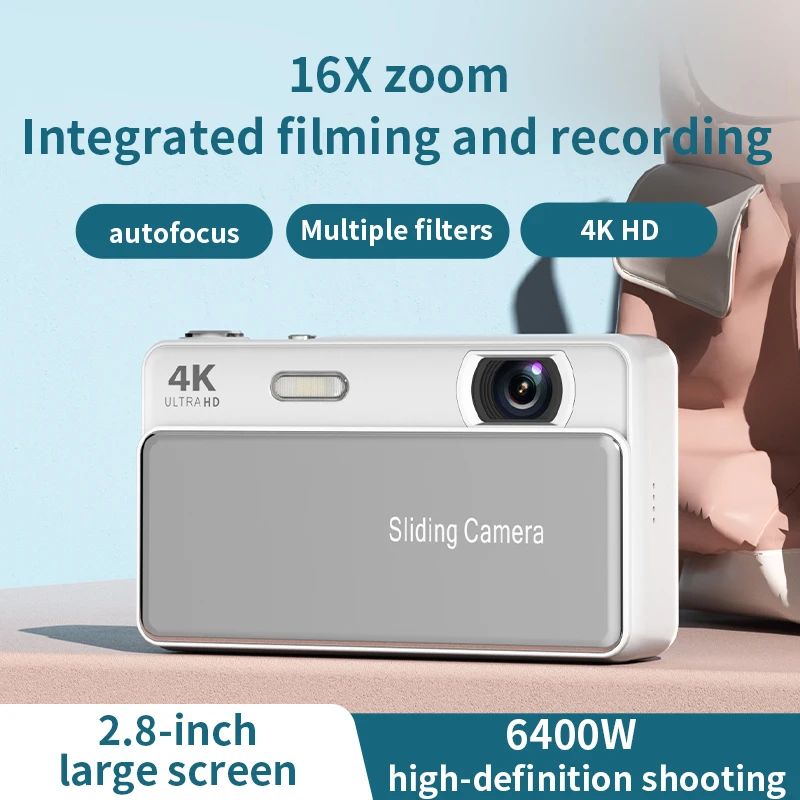 Neue Digitale Schiebe-Kamera mit CCD-Sensor für Campus, 4K Hochauflösende Kamera zum Fotografieren und Aufzeichnen, Integrierte Studentenausweis-Maschine