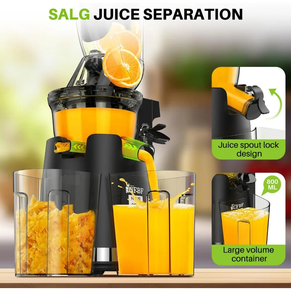 HAOYUNMA Cold Press Juicer Machines, 300W Slow Masticating Juicer Machines with 3.5inch (89mm) Large Feed Chute