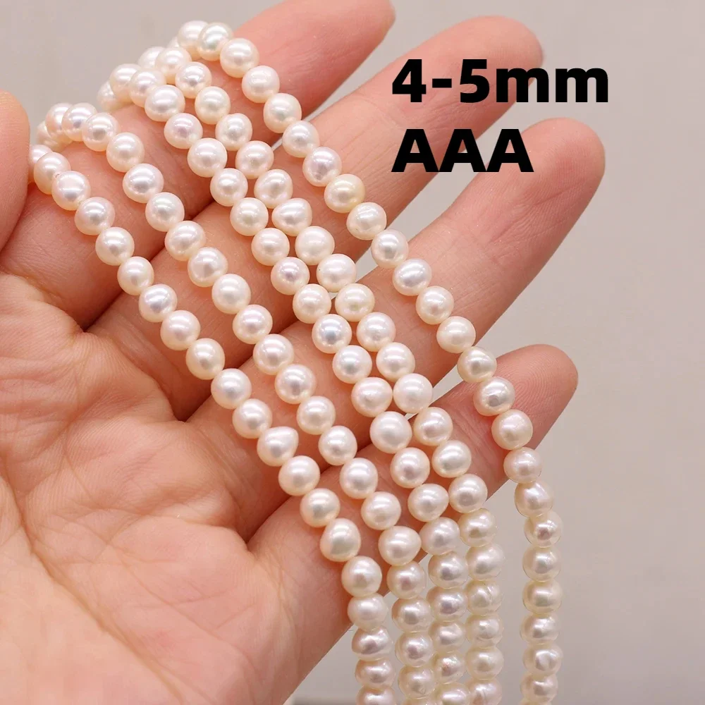 4-5mm  AAA+ Natural Freshwater Pearls White Round Pearl Spacer Beads for Jewelry Making DIY Necklace Bracelet Accessories Gift