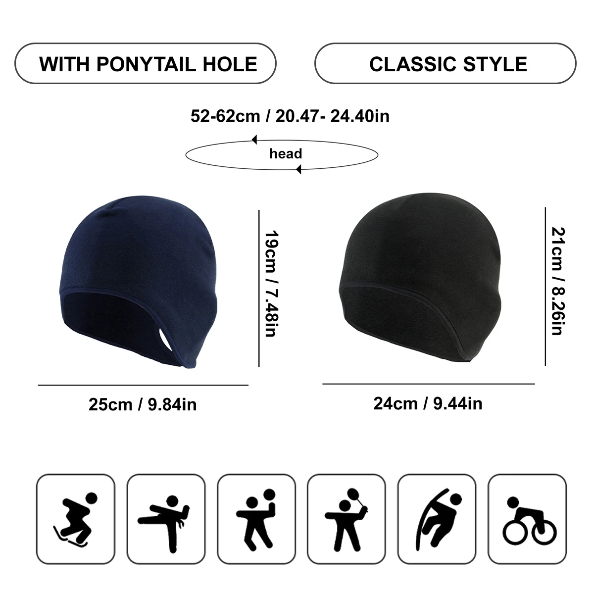Jesienno-zimowa wiatroszczelna polarowa czapka z nausznikami, termiczna czapka rowerowa, wkładka do kasku, nakrycie głowy z maską rowerową — zdjęcie 3