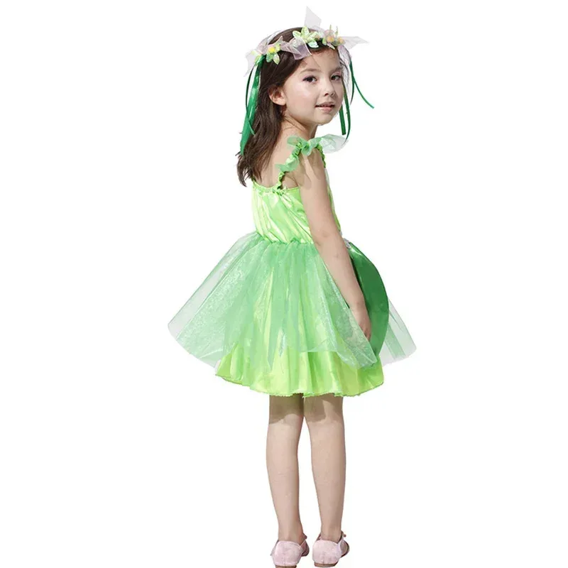 Carnival Halloween Lady Kid Green Tinker Elf Fairy Costume Forest Elves Birthday Party RolePlay Cosplay Fancy Party Dress