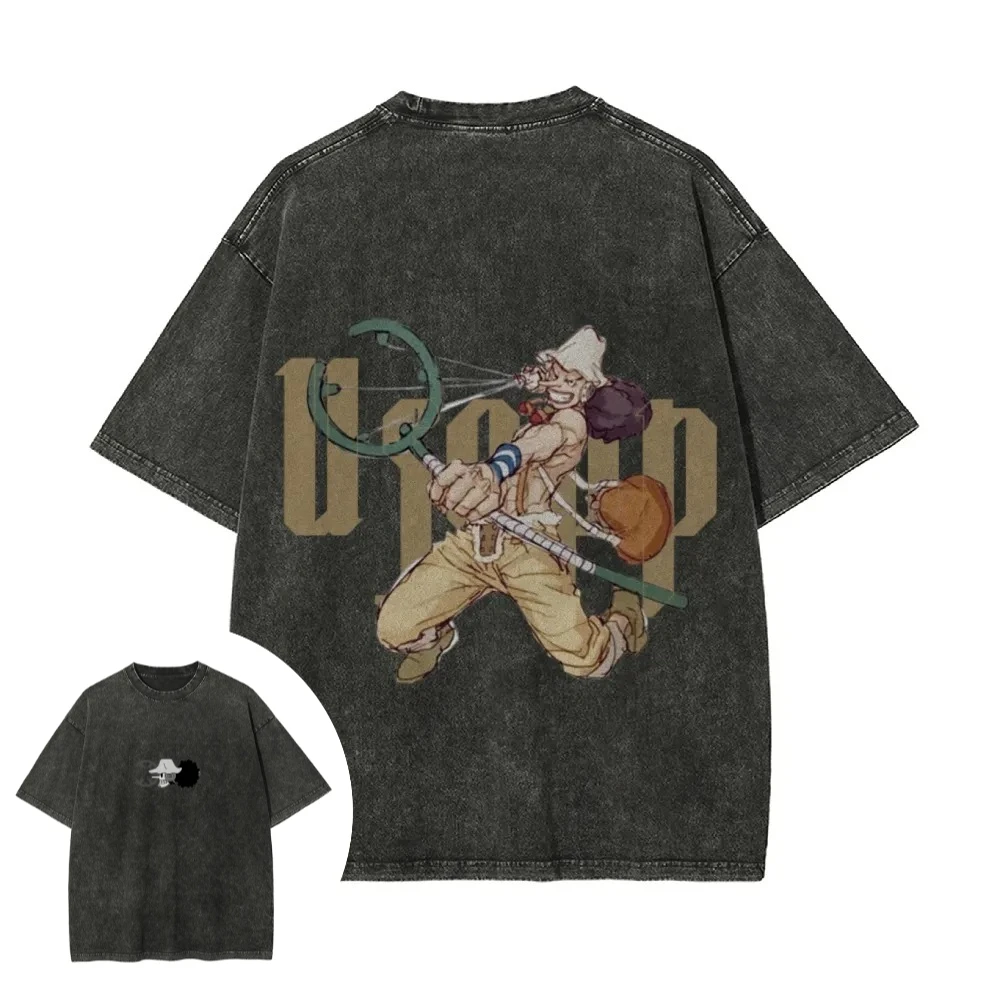 تي شيرت ون بيس للرجال والنساء بتصميم يوسب، قميص قطني للصيف والربيع بطباعة أنيمي، تي شيرت ريترو ممزق بأكمام قصيرة بأسلوب الهيب هوب
