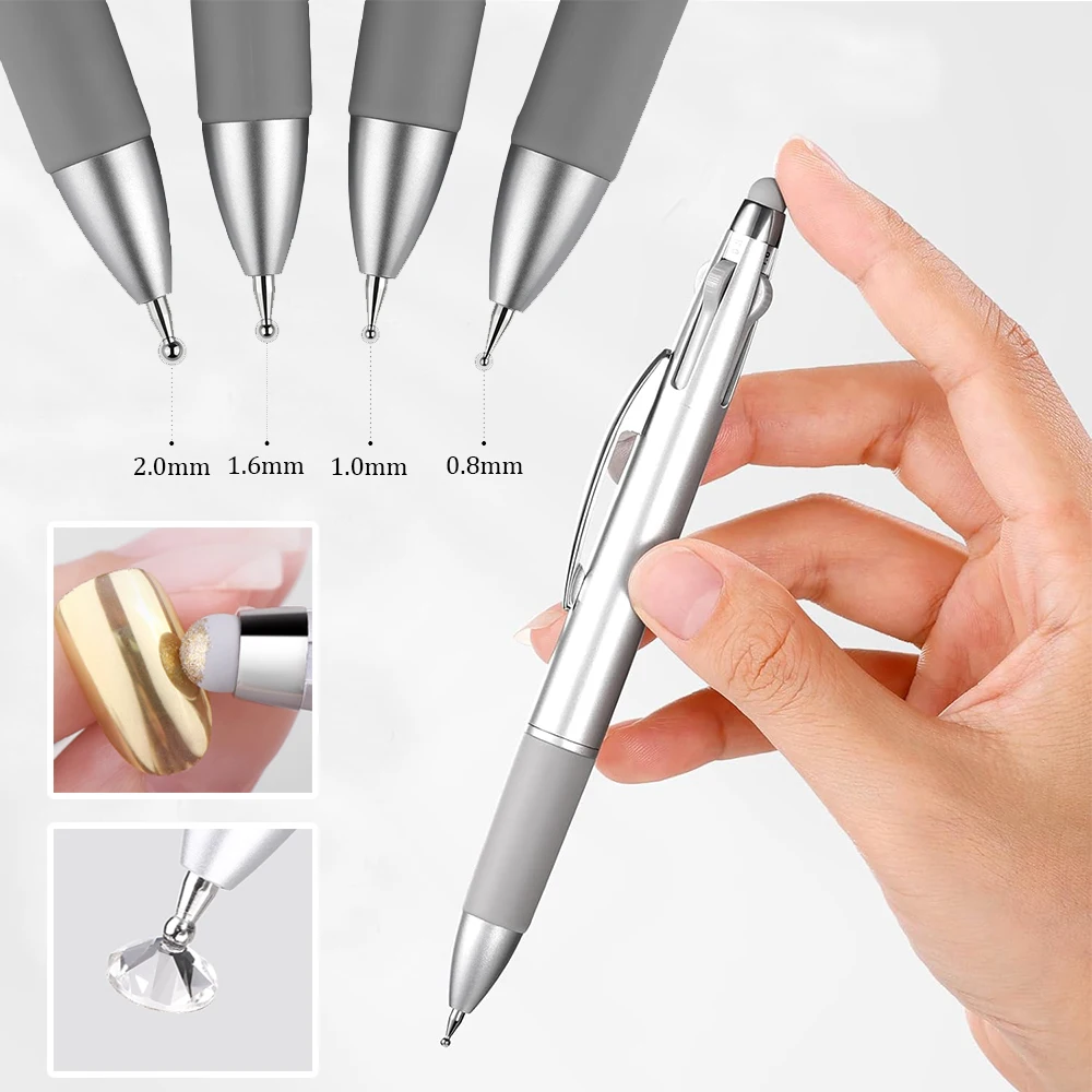 4-head Rotatable Nail Art Dotting Pen Painting/Polka Dots/Point Drill Nail Art Tools Drawing Love Petals Nail Point Diamond Pen